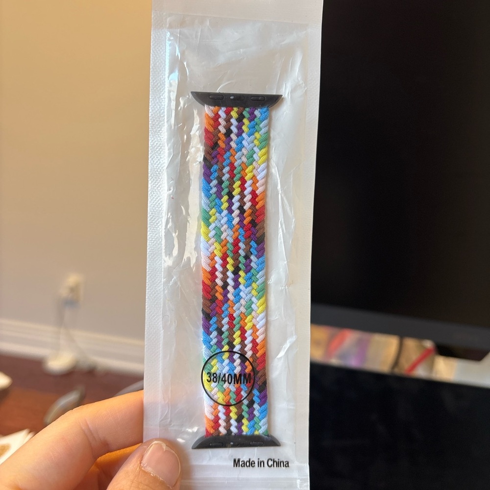 Brand new Rainbow Braided Watch Band with elasticity for Apple Watch